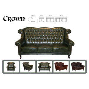 Pohovka jednomiestna Chesterfield Crown z pravej hovädzej kože Brown